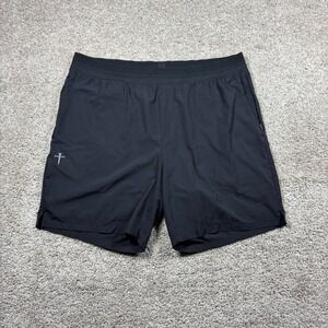 Three Nails Mens XL Lined Athletic Shorts Black Perforated Psalm 23:4 Cross XL